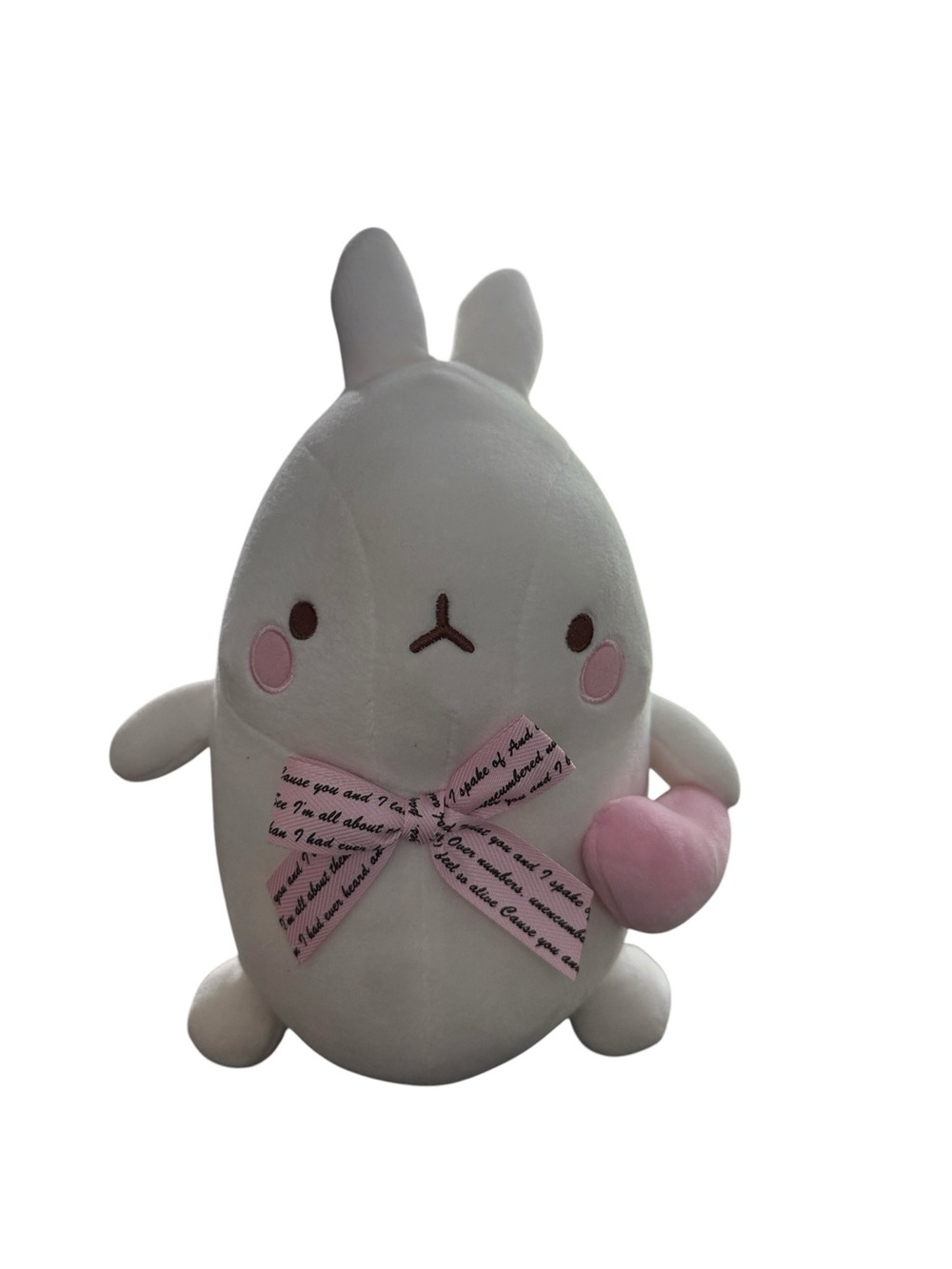 Molang Pink Bow Pink Heart Valentine's Plush Bunny 13”